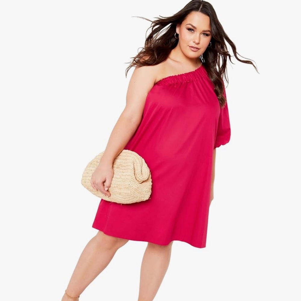 City Chic Pink One-Shoulder Dress